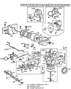 Carburetor,air Cleaner,elect Diagram and Parts List for 253417-0133-XX  Briggs and Stratton Engine